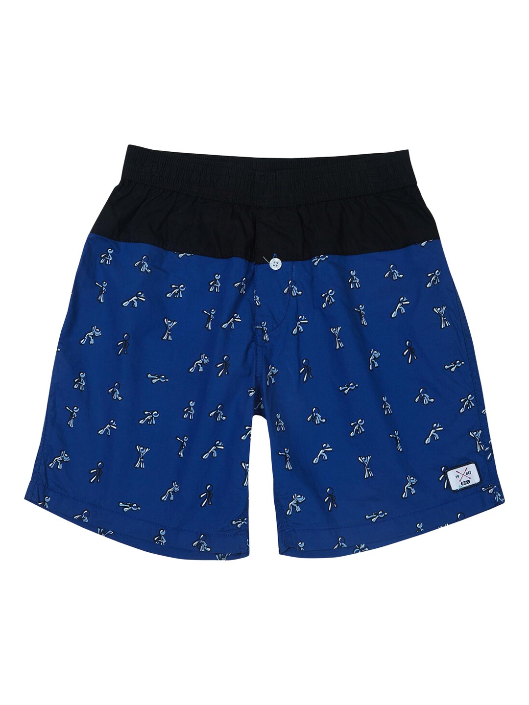 

Gini and Jony Boys Printed Cotton Shorts, Navy blue
