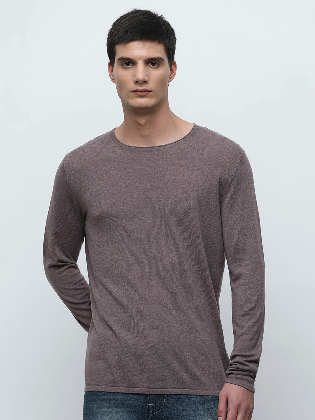 

SELECTED Round Neck Pullover Sweater, Brown