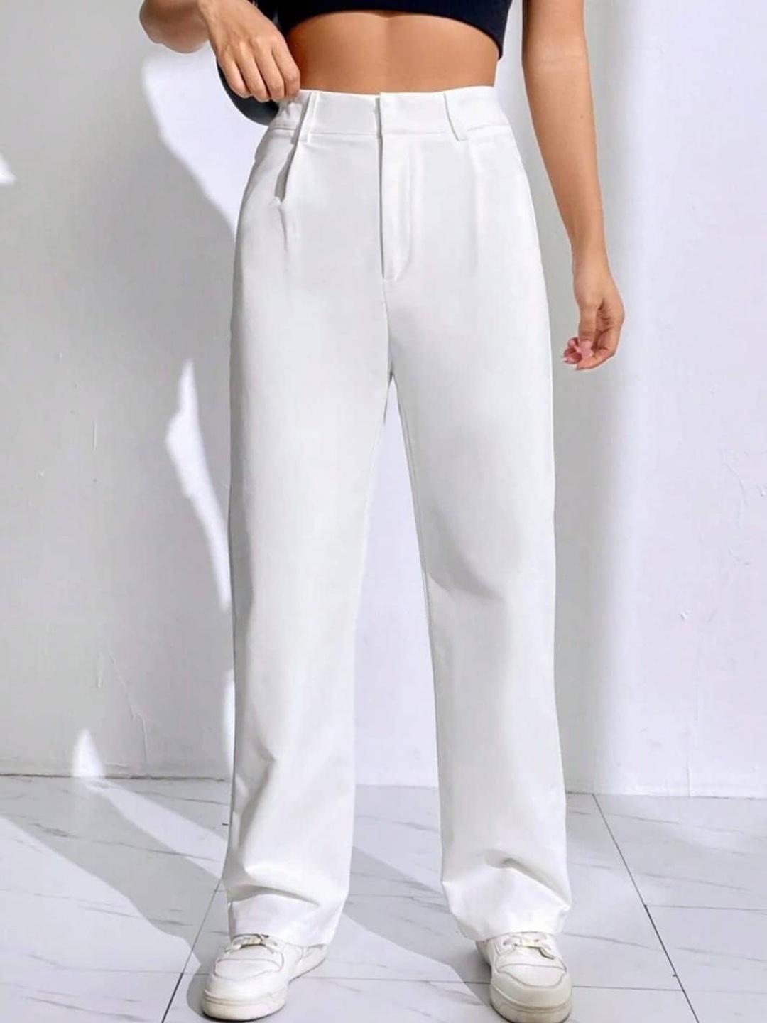 

Next One Smart Loose Fit High-Rise Easy Wash Formal Trousers, White