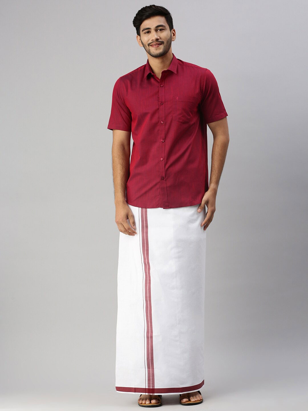 

Ramraj Shirt With Dhoti, Red