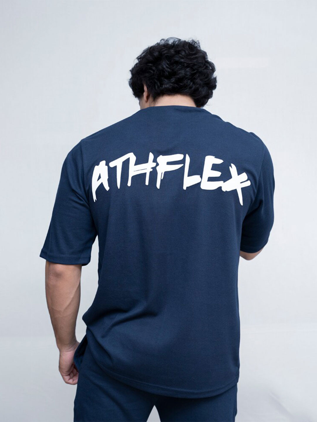 

Athflex Typography Printed Oversized T-shirt, Navy blue