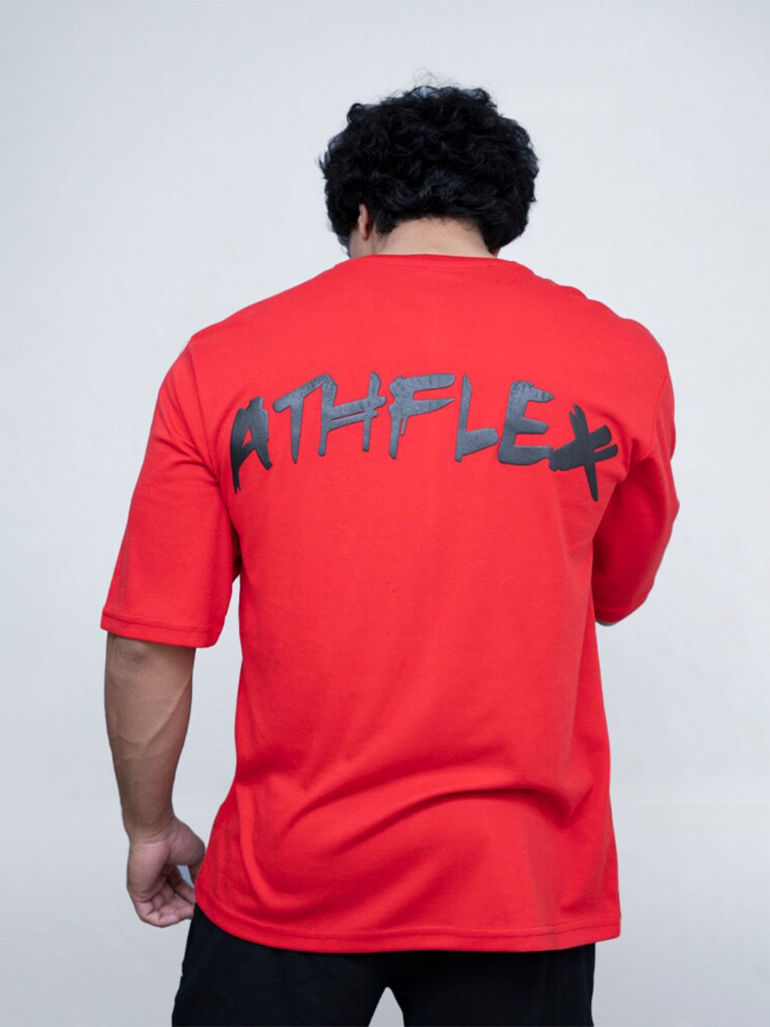 

Athflex Typography Printed Oversized T-shirt, Red