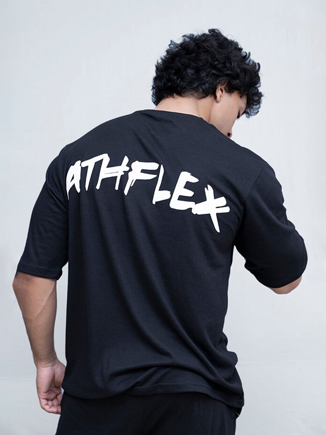 

Athflex Typography Printed Oversized T-shirt, Black