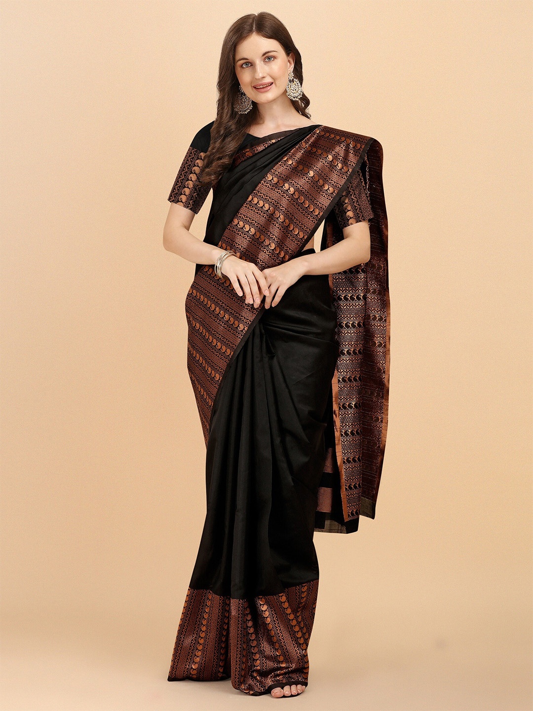 

Fashion Booms Zari Kanjeevaram Saree, Black