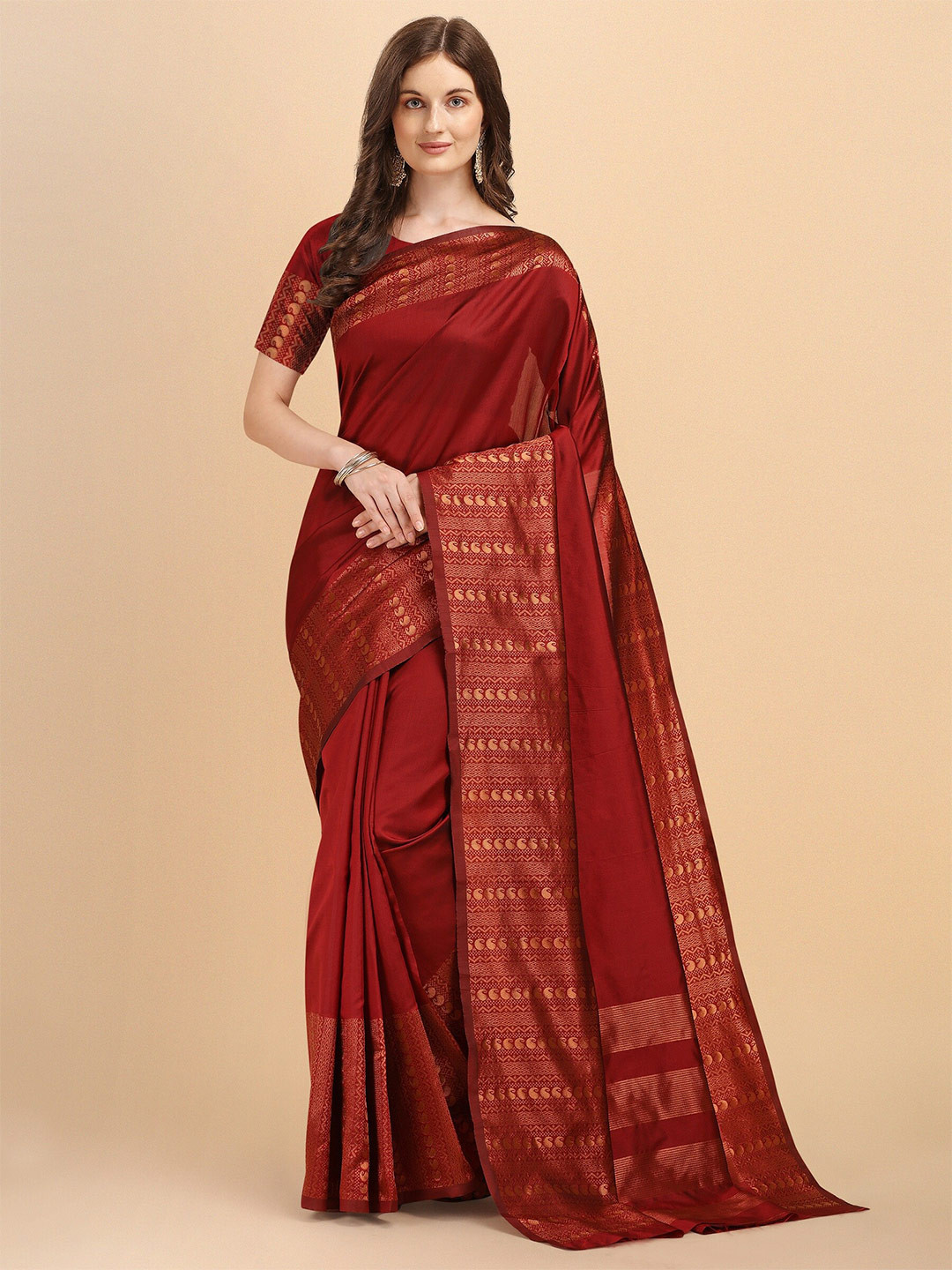 

Fashion Booms Zari Art Silk Saree, Maroon