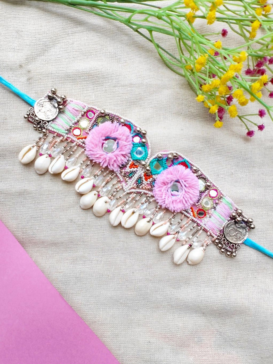 Crunchy Fashion Synthetic Artificial Stones and Beads Necklace, Blue