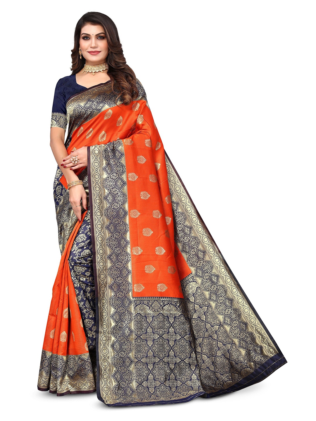 

Varanga Woven Design Zari Banarasi Saree, Rust