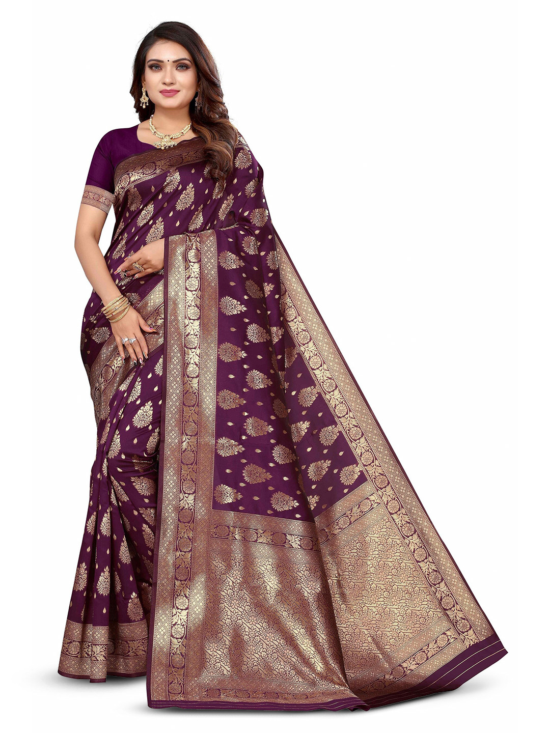 

Varanga Woven Design Zari Banarasi Saree, Purple