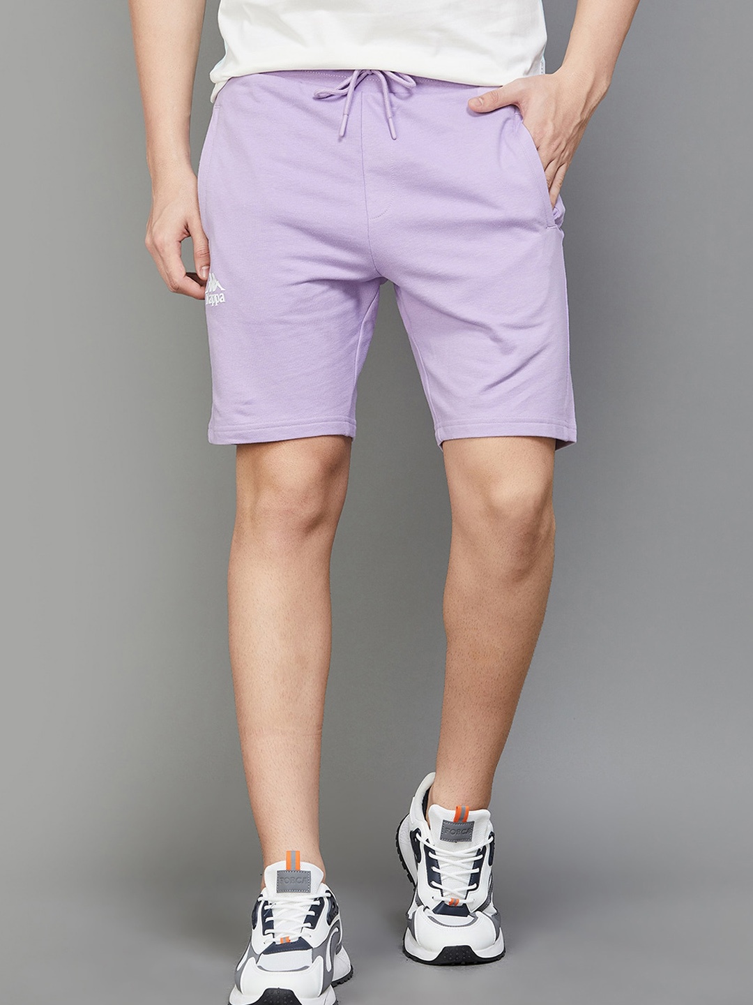 

Kappa Mid-Rise Cotton Shorts, Purple