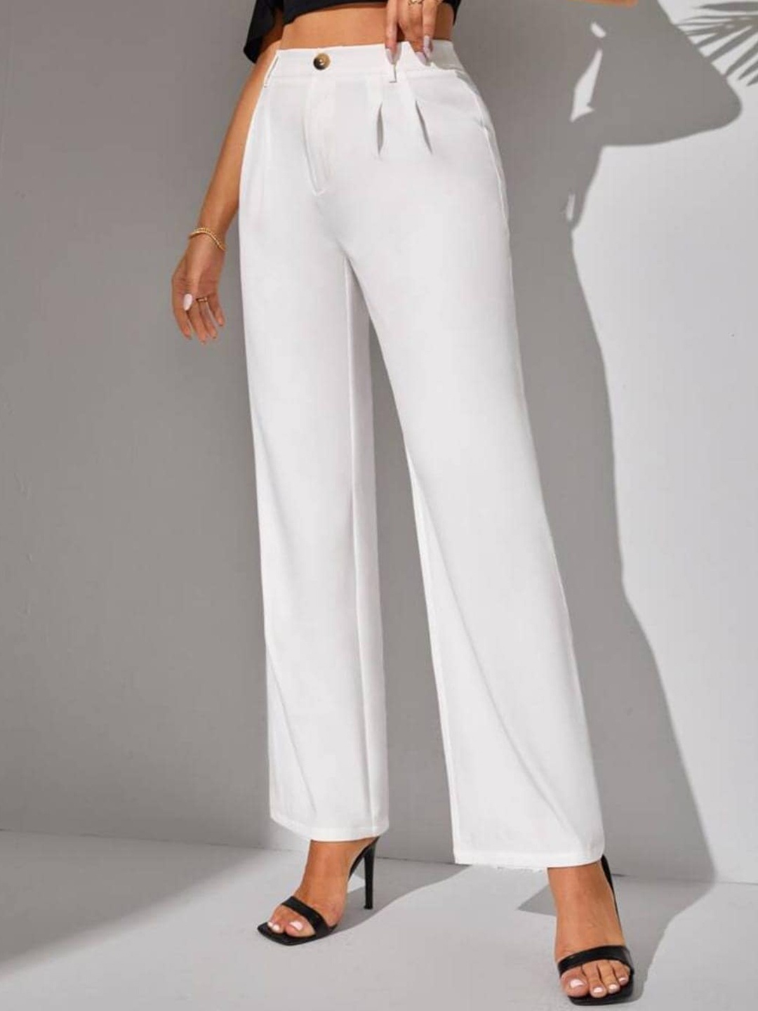

BROADSTAR Women Pleated Korean Pants, White