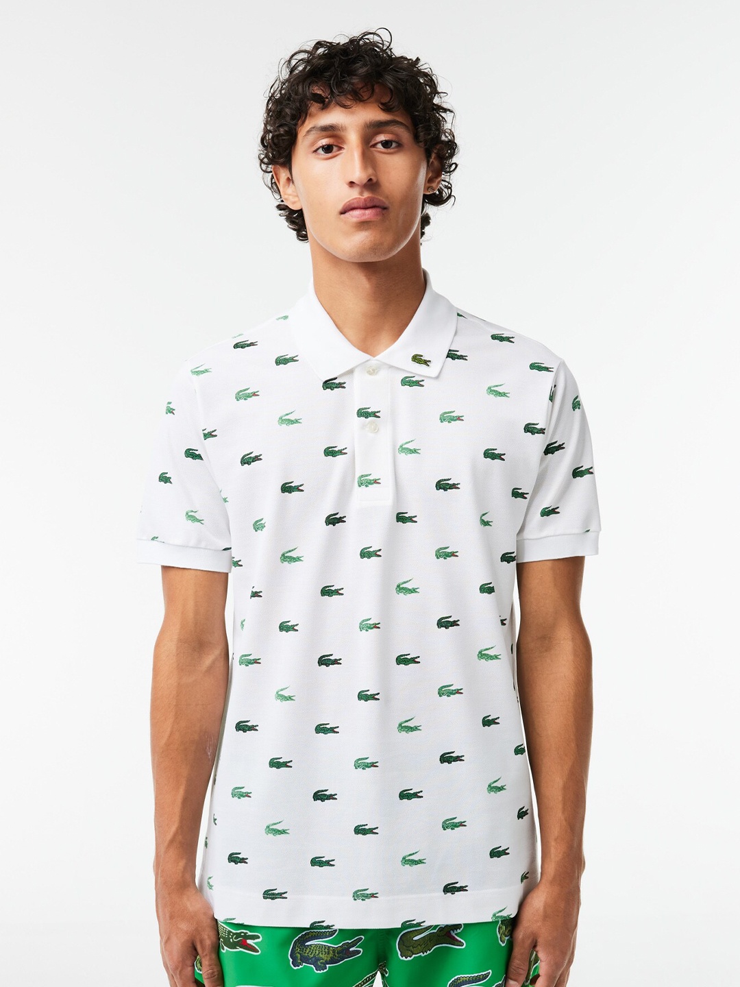 

Lacoste Conversational Printed Polo Collar Regular Fit Cotton T-Shirt, White