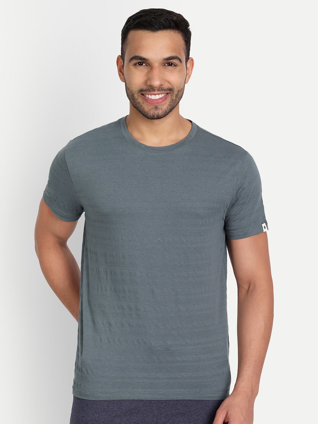 

Asterisk Round Neck Cotton T-shirt, Grey