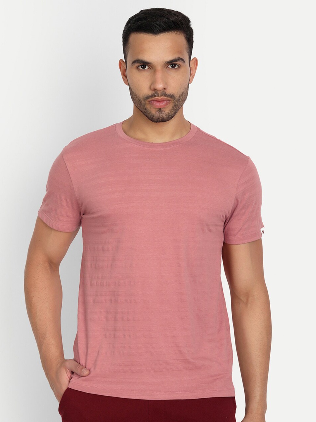 

Asterisk Round Neck Cotton Sports T-shirt, Pink