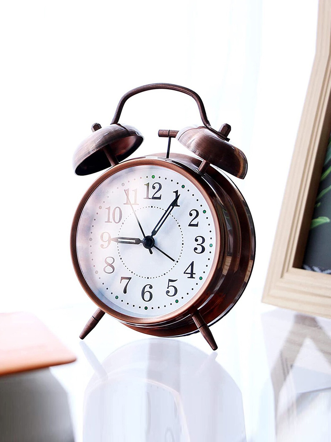 

Kuber Industries Copper-Toned & White Printed Contemporary Alarm Clock