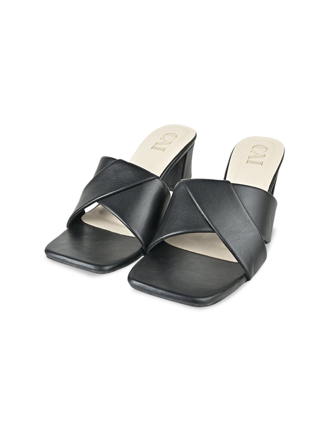 

CAI Open Toe Block Heels, Black