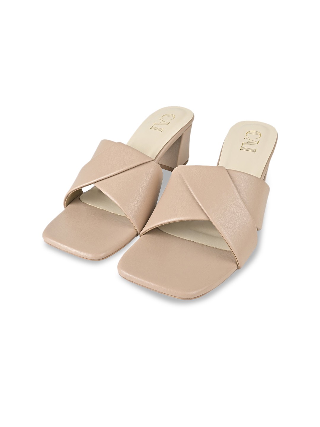 

CAI Open Toe Block Heels, Beige