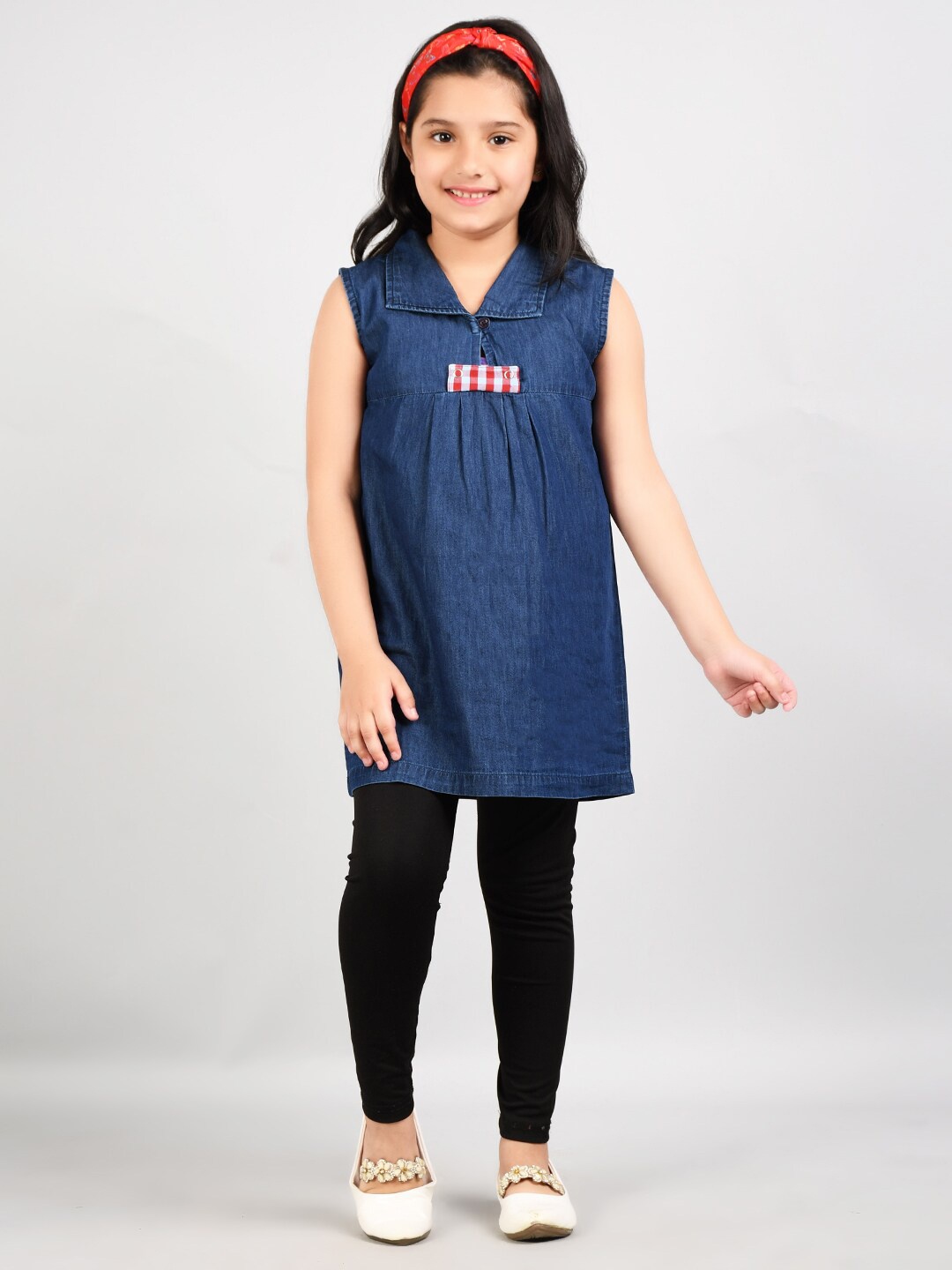 

VYN Girls Denim Cotton Longline Top, Blue