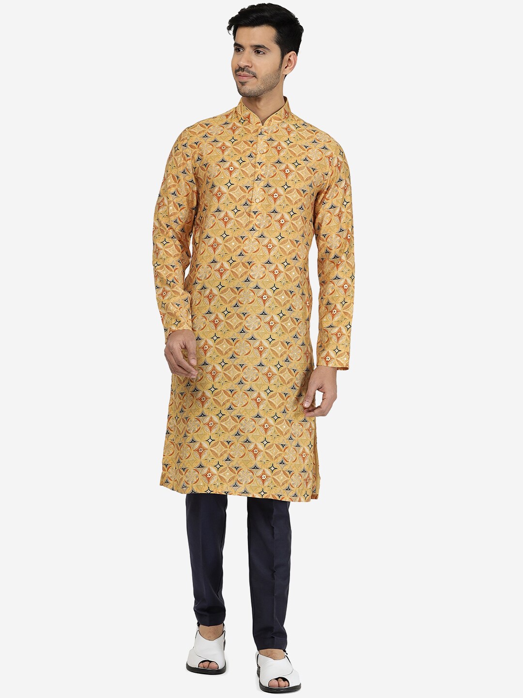 

THE KURTA COMPANY Ethnic Motifs Printed Straight Kurta, Yellow
