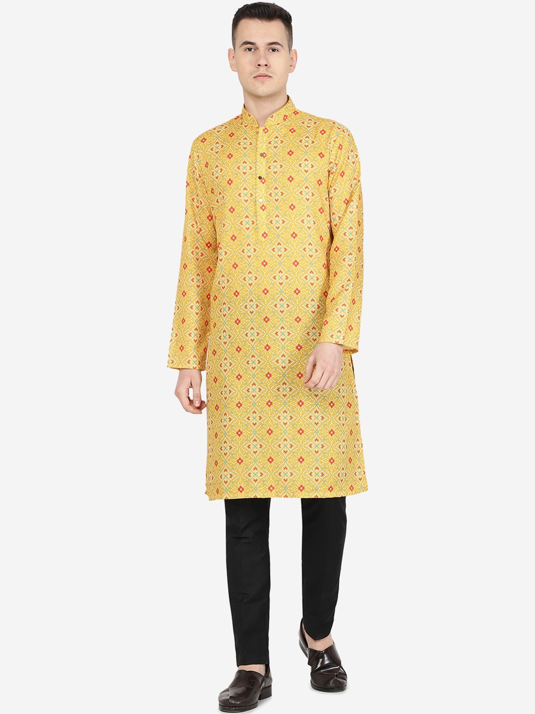 

THE KURTA COMPANY Ethnic Motifs Printed Straight Kurta, Yellow