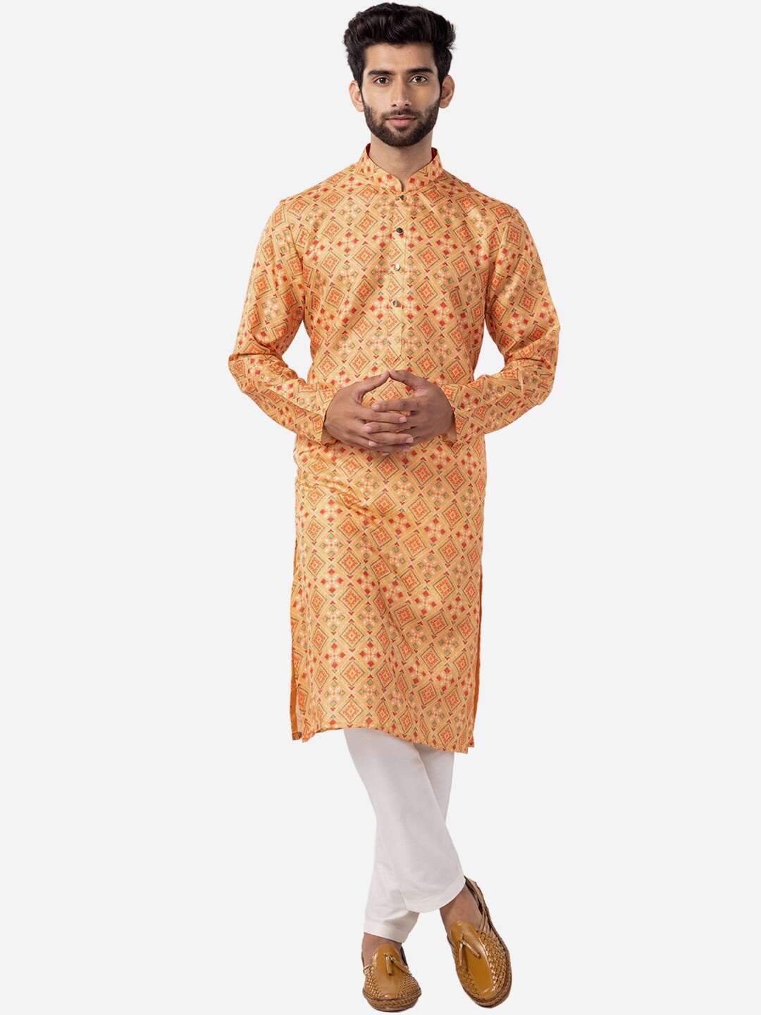

THE KURTA COMPANY Ethnic Motifs Printed Pure Cotton Kurta, Yellow