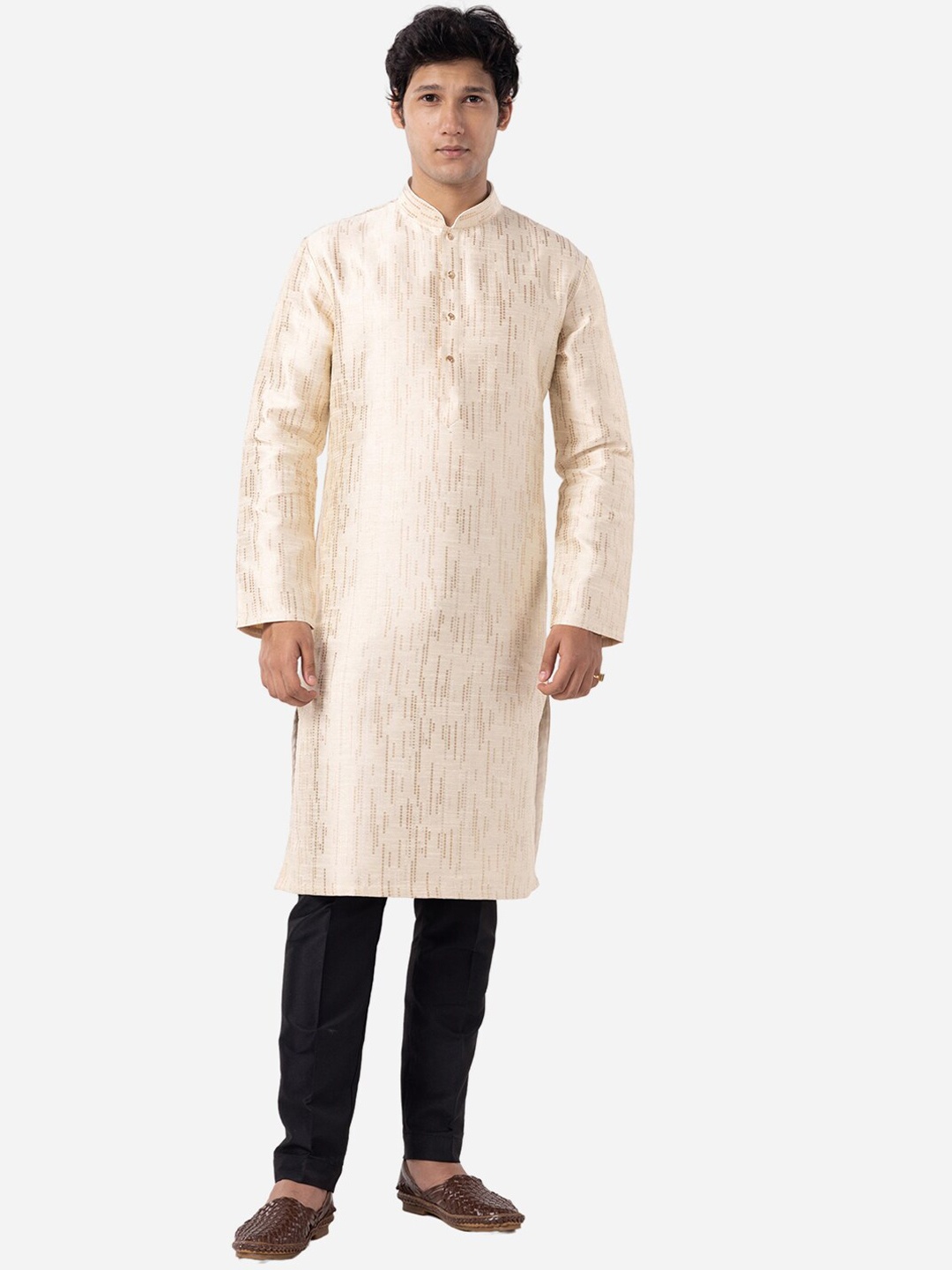 

THE KURTA COMPANY Men Woven Design Kurta, Off white