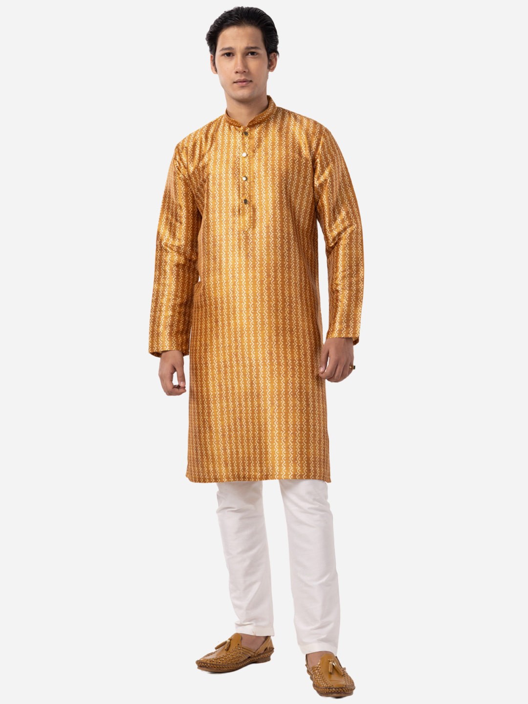 

THE KURTA COMPANY Striped Pure Cotton Straight Kurta, Yellow