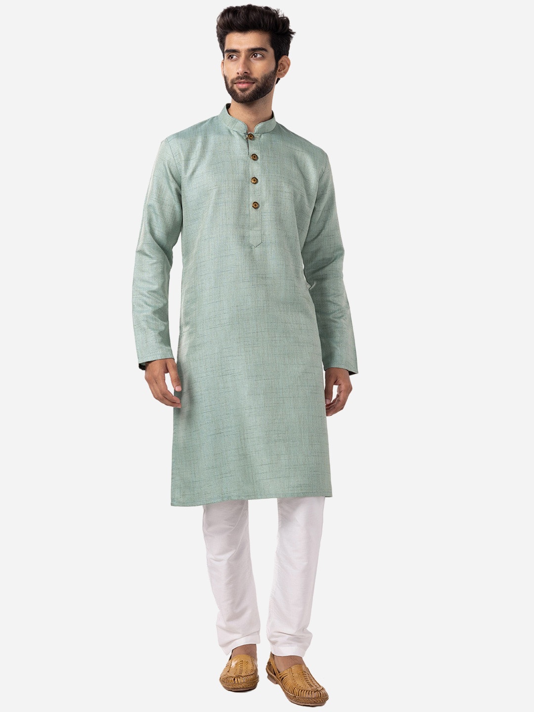 

THE KURTA COMPANY Mandarin Collar Straight Kurta, Grey