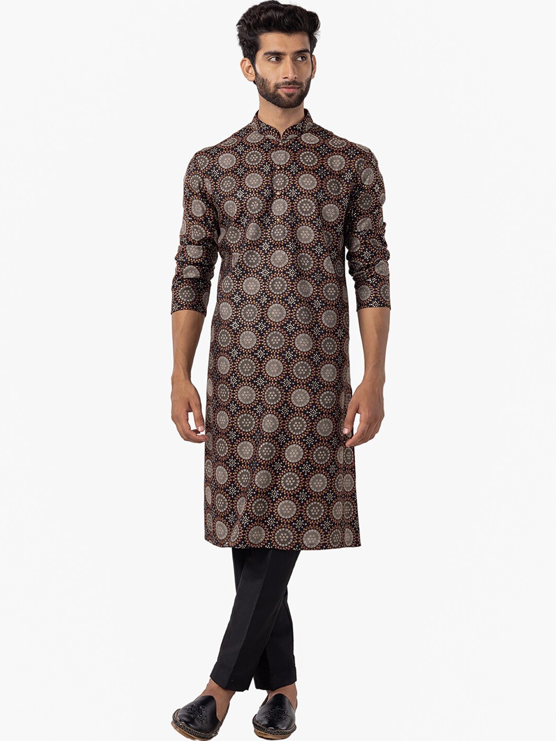 

THE KURTA COMPANY Ethnic Motifs Printed Kurta, Black