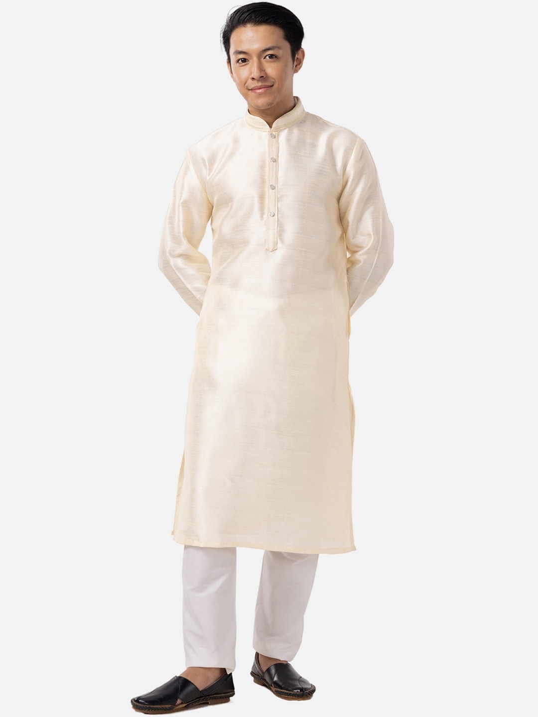

THE KURTA COMPANY Mandarin Collar Straight Kurta, Off white