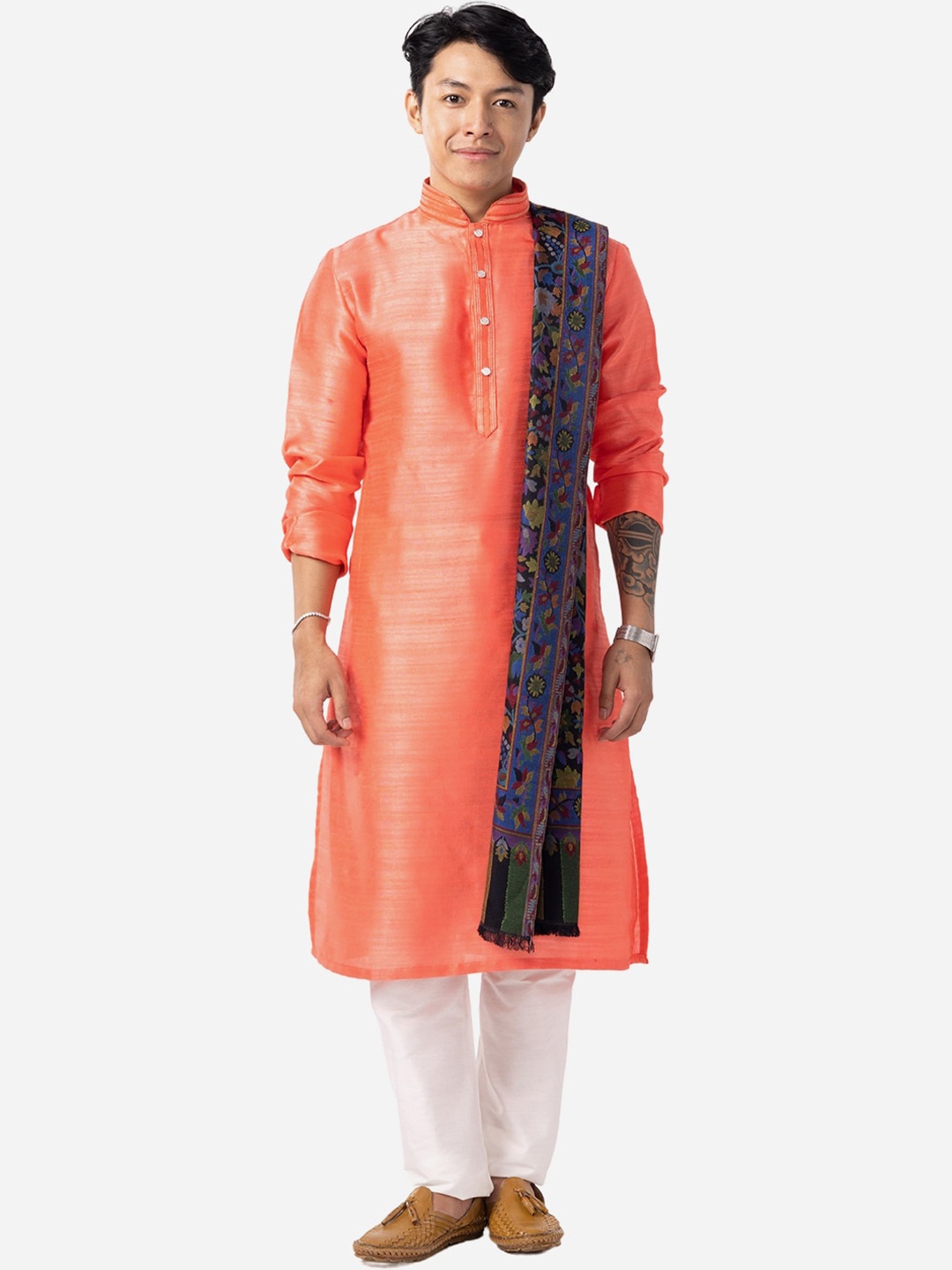 

THE KURTA COMPANY Mandarin Collar Kurta, Pink