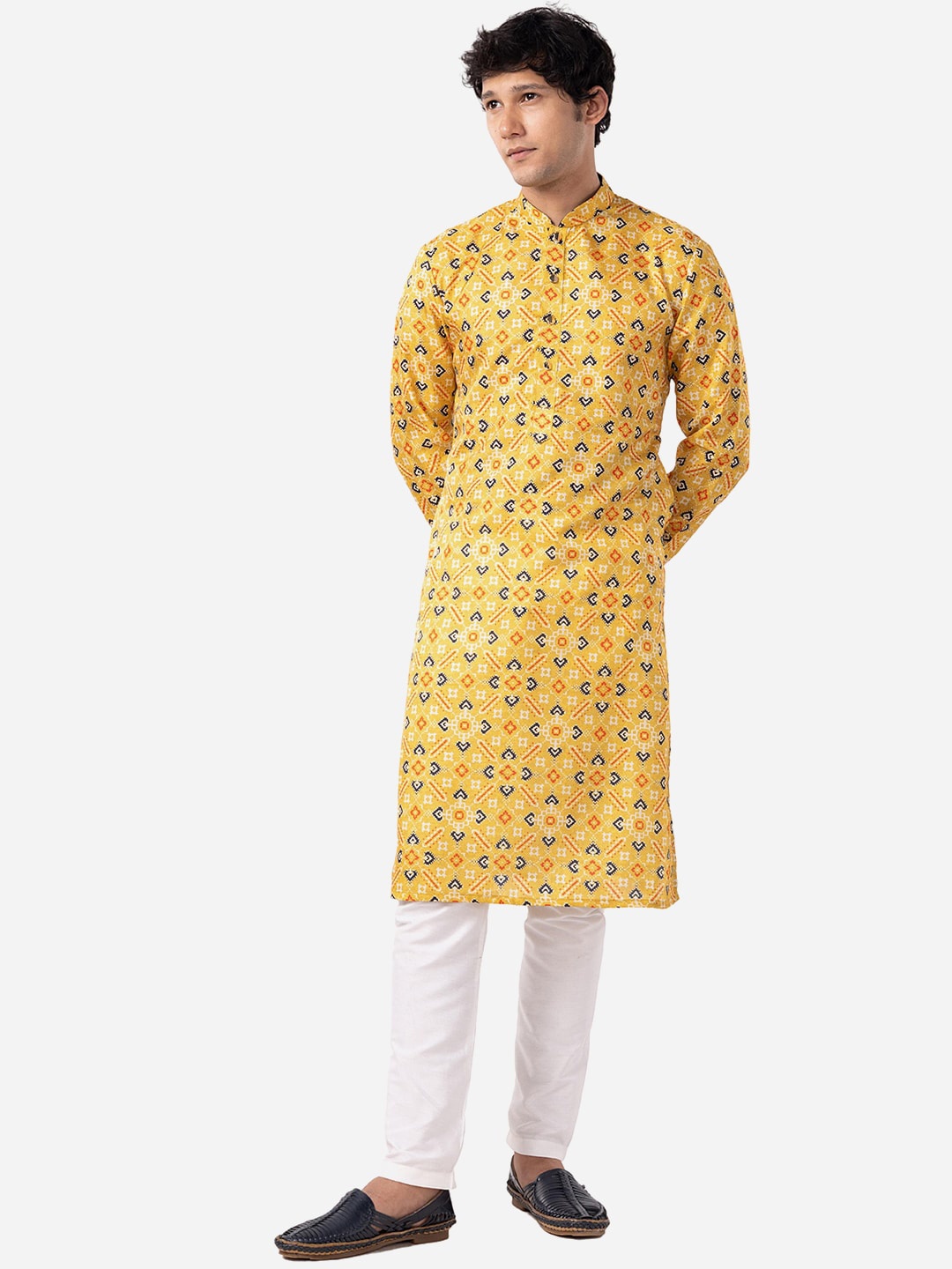 

THE KURTA COMPANY Ethnic Motifs Printed Kurta, Yellow