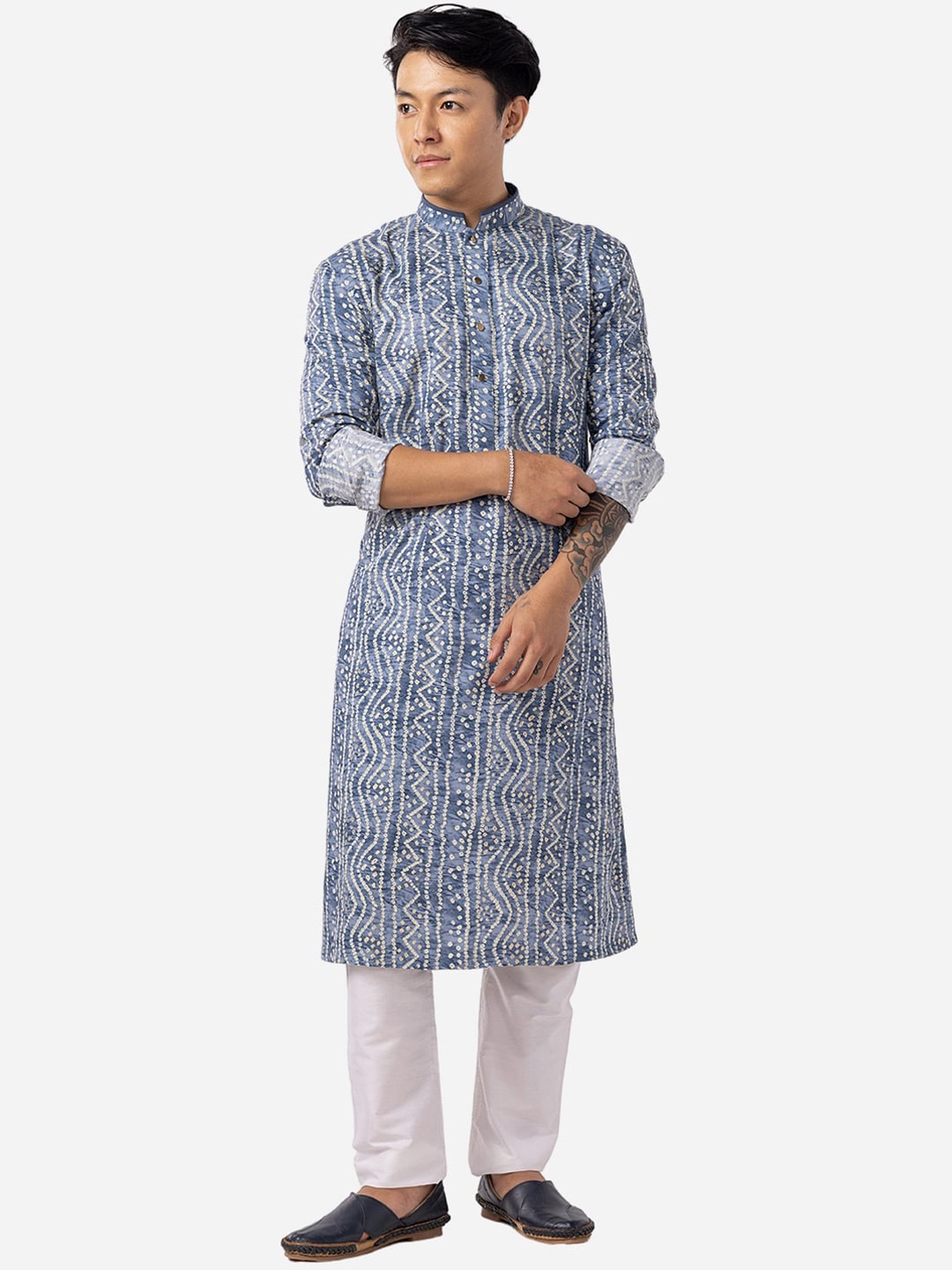 

THE KURTA COMPANY Bandhani Printed Kurta, Blue