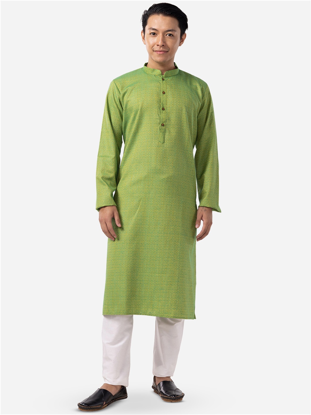 

THE KURTA COMPANY Ethnic Motifs Printed Pure Cotton Kurta, Green