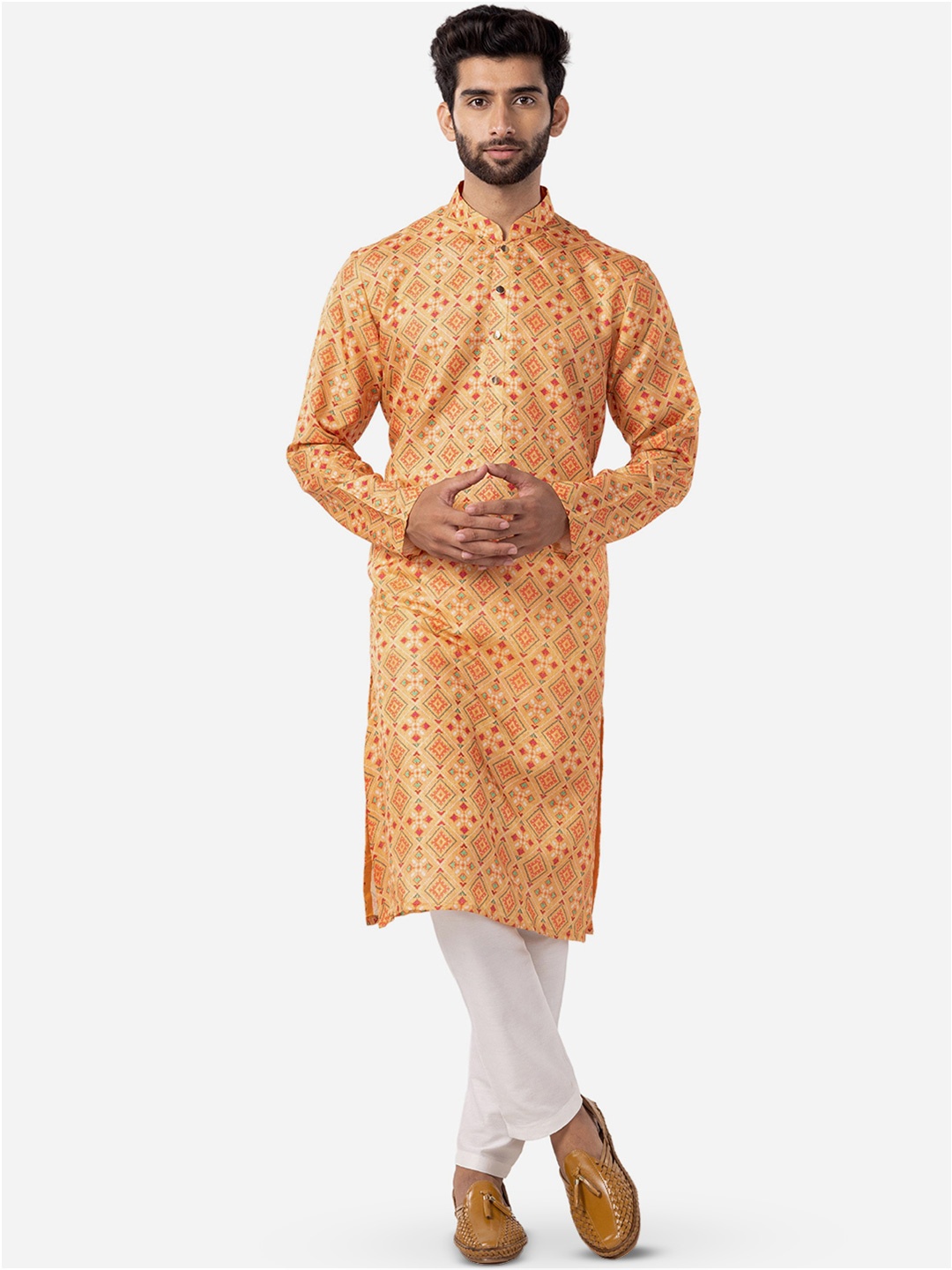 

THE KURTA COMPANY Ethnic Motifs Printed Pure Cotton Kurta, Yellow