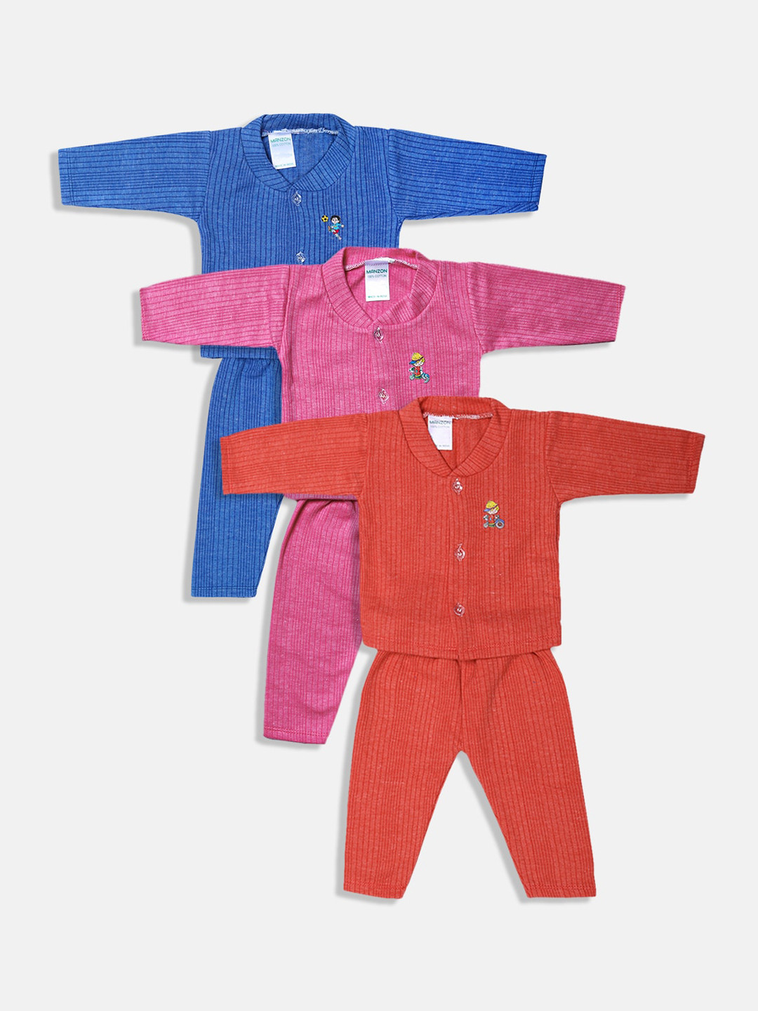 

MANZON Infant Pack Of 3 Woolen Thermal Set, Pink