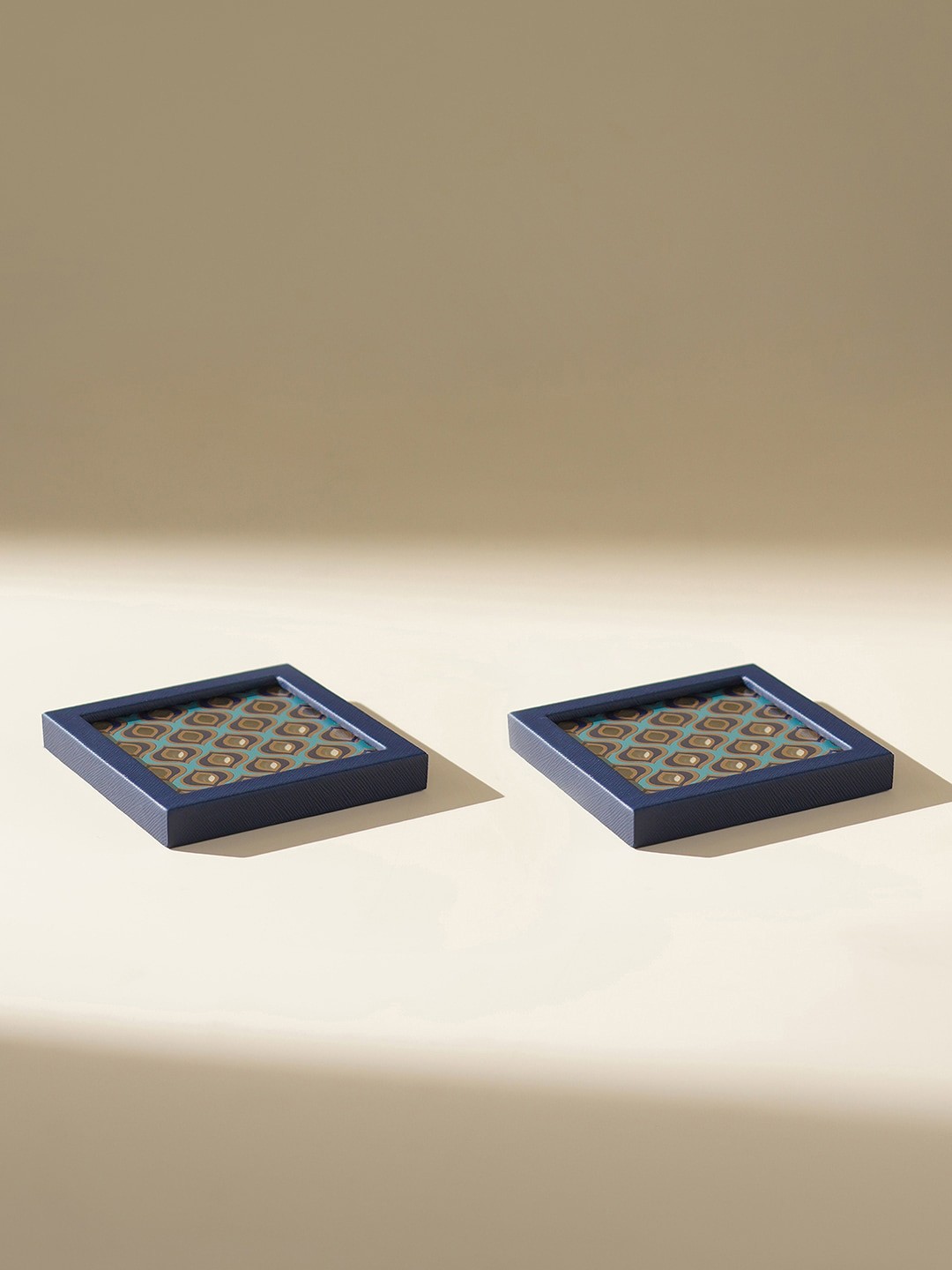 

Pure Home and Living Navy Blue & Green 2 Pieces Printed Coasters