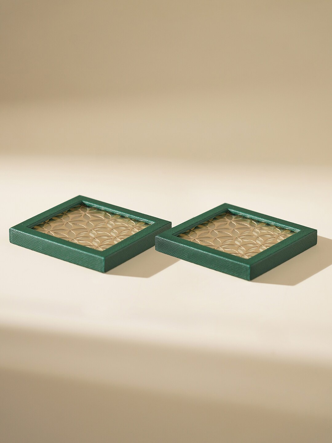 

Pure Home and Living Green 2 Pieces Printed Coasters
