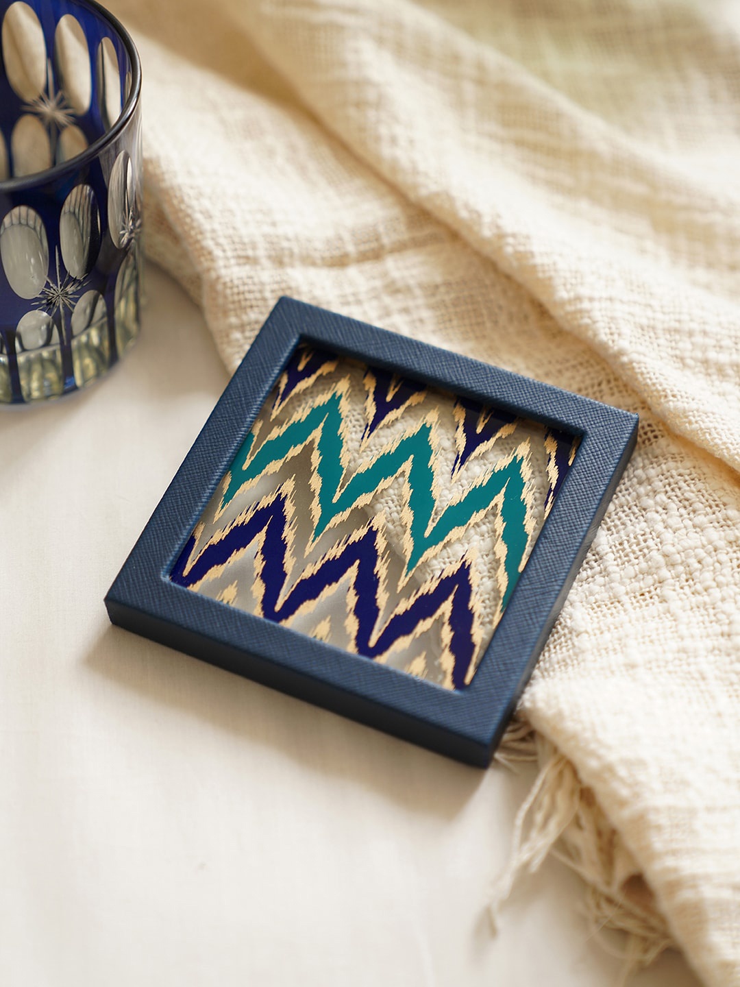 

Pure Home and Living Navy Blue 2 Pieces Printed Coasters