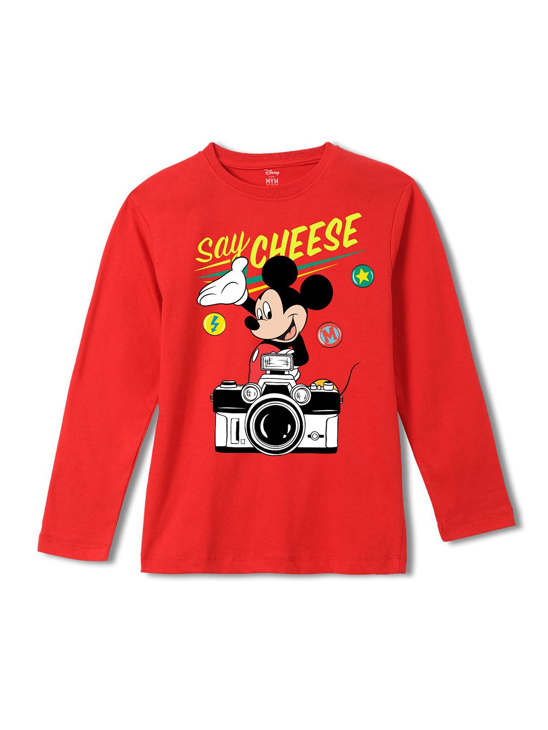 

Wear Your Mind Boys Mickey Mouse Printed Regular Fit Cotton T-shirt, Red