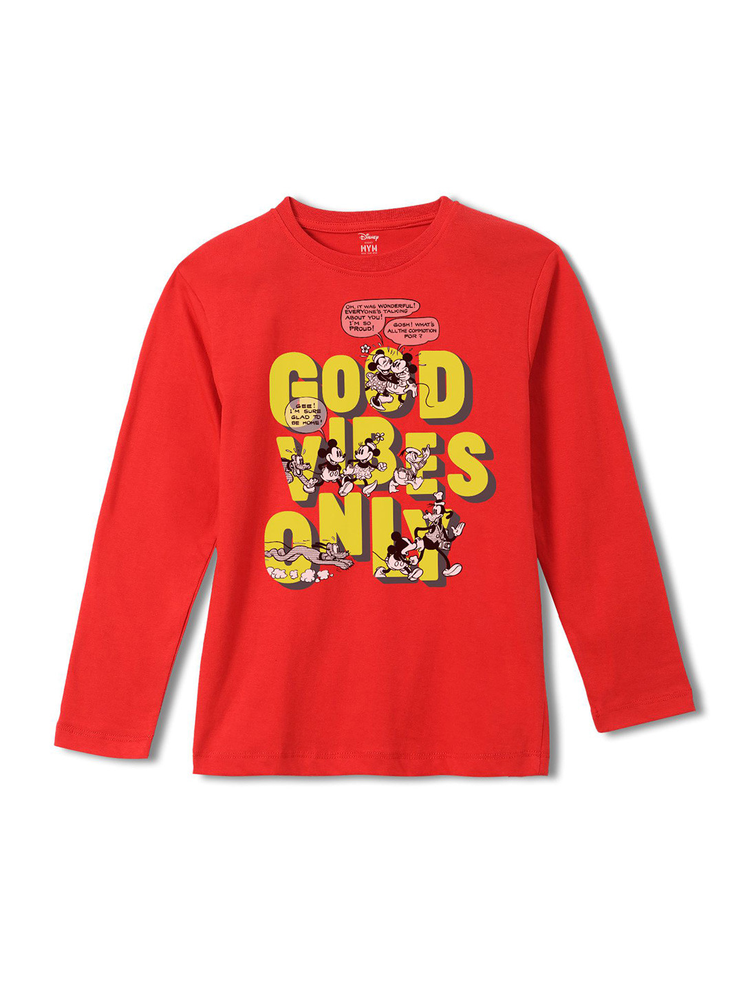 

Wear Your Mind Boys Mickey Mouse Printed Regular Fit Cotton T-shirt, Red