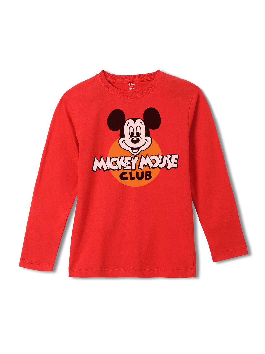 

Wear Your Mind Boys Mickey Mouse Printed Round Neck Regular Fit Cotton T-Shirt, Red