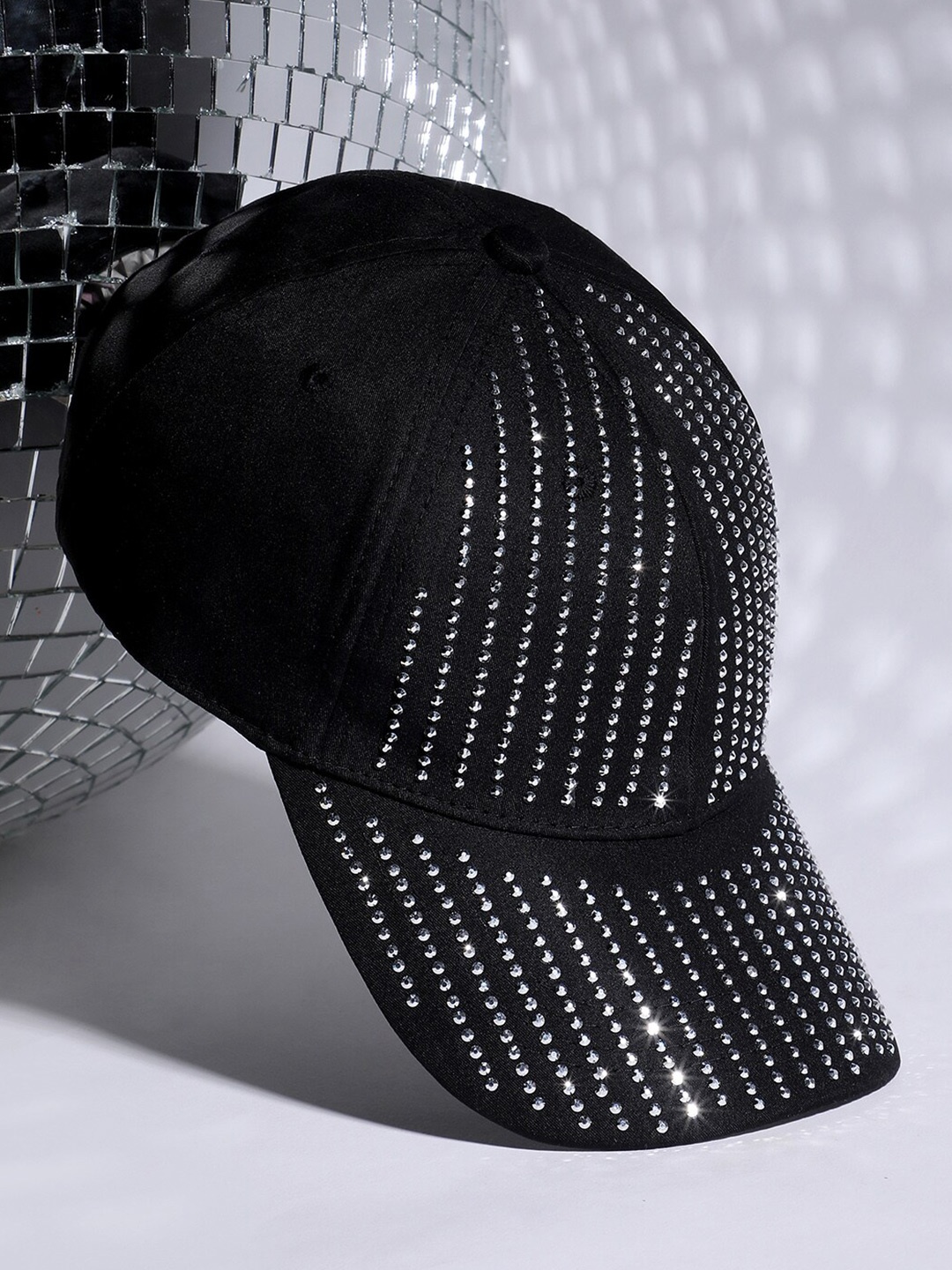 

HAUTE SAUCE by Campus Sutra Women Embellished Baseball Cap, Black