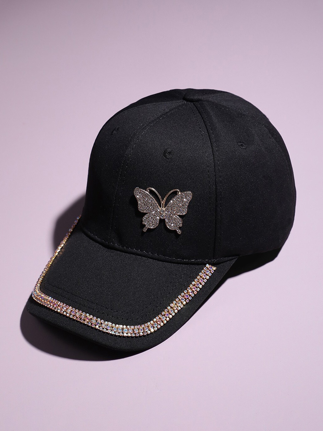 

HAUTE SAUCE by Campus Sutra Women Embellished Baseball Cap, Black