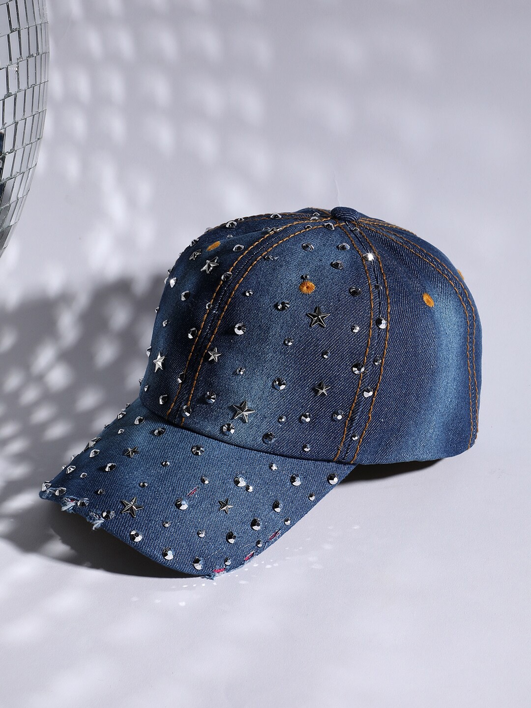 

HAUTE SAUCE by Campus Sutra Women Embellished Cotton Baseball Cap, Blue