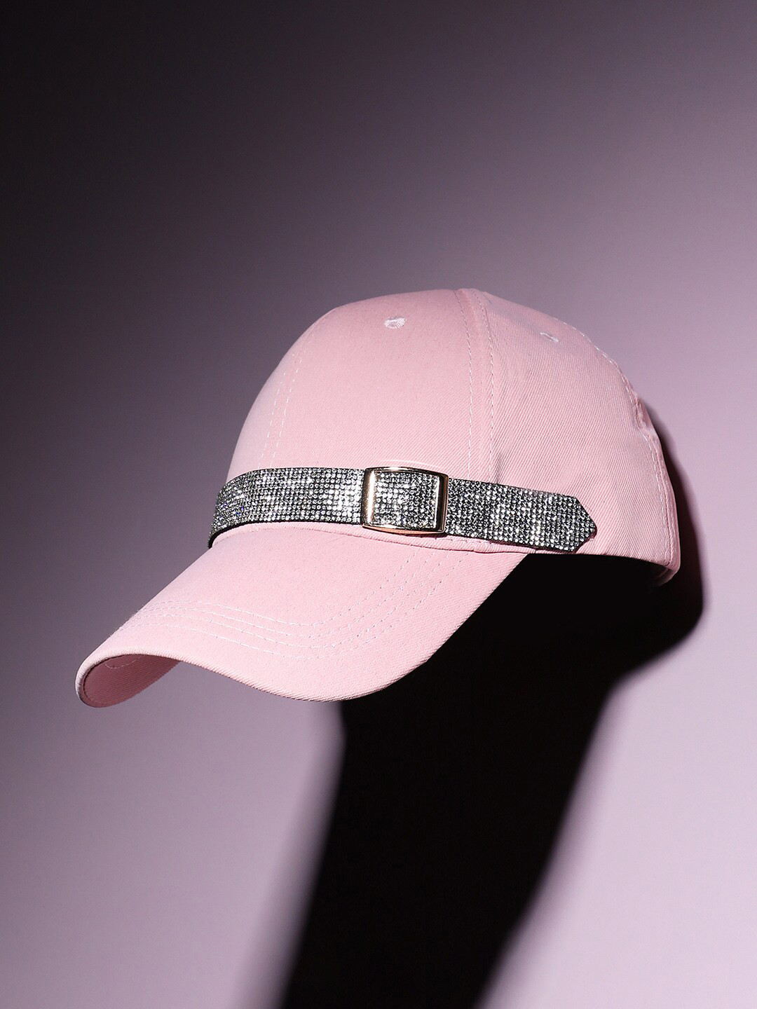 

HAUTE SAUCE by Campus Sutra Buckle Detail Baseball Cap, Pink