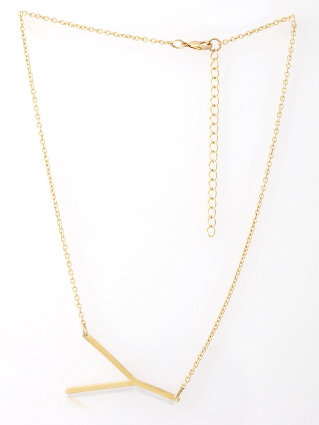 

Tipsyfly Minimal Brass Alphabet Y Necklace, Gold
