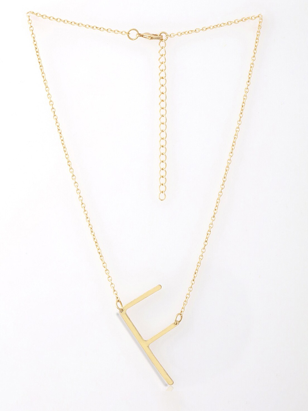 

Tipsyfly Minimal Brass Alphabet F Necklace, Gold