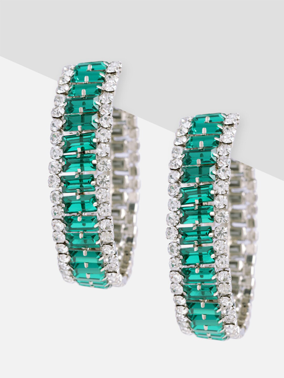 

Tipsyfly Rhinestone Hoop Earrings, Green