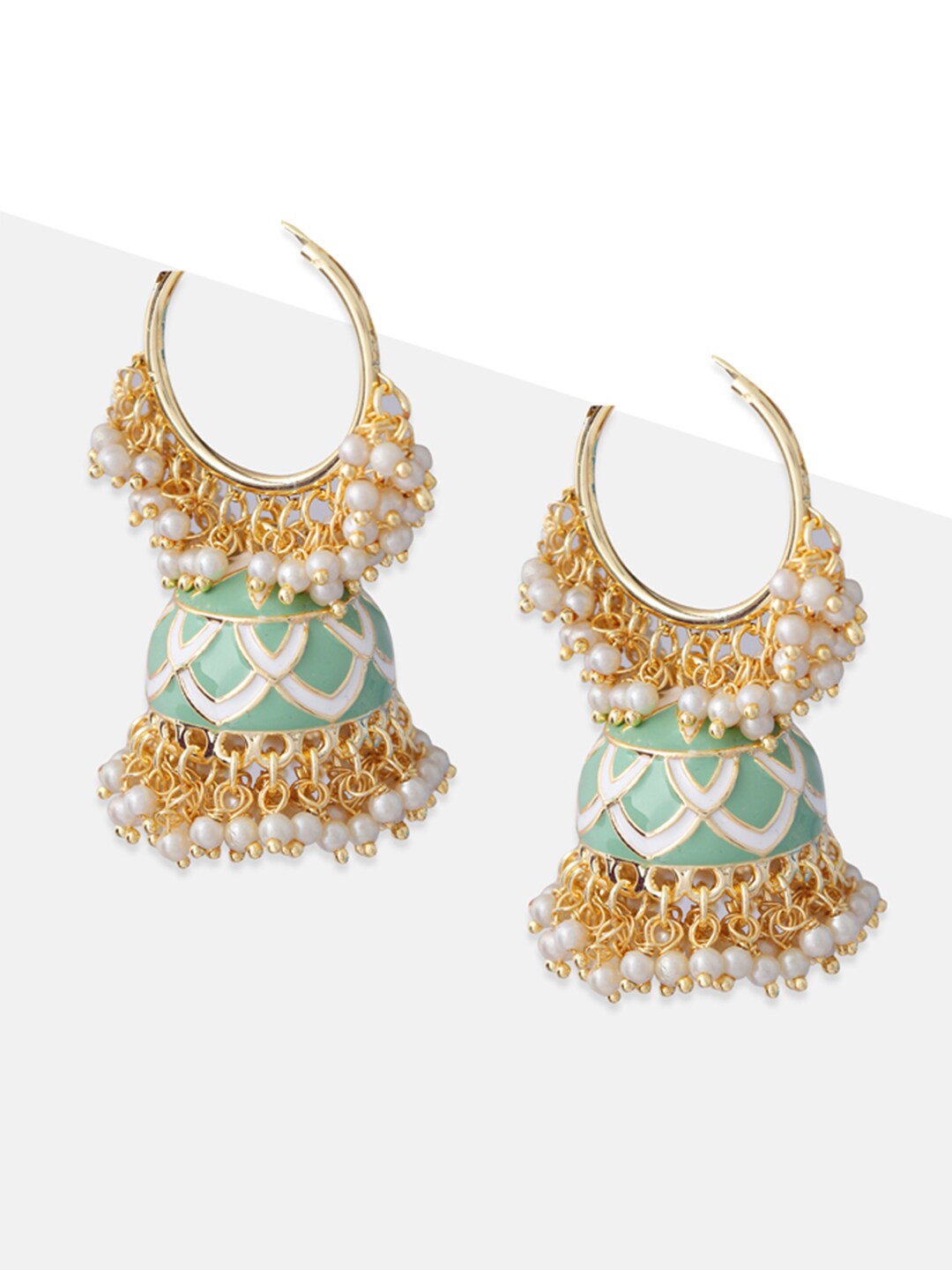 

Tipsyfly Contemporary Beaded Jhumkas, Green