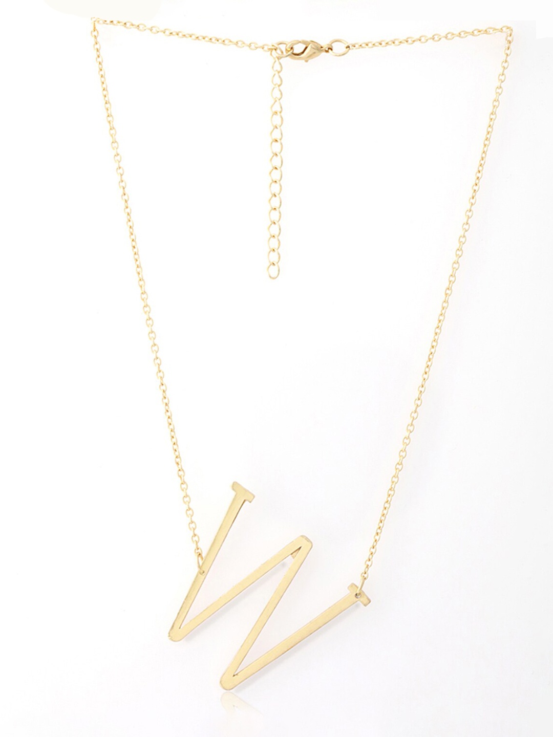 

Tipsyfly Minimal Brass Alphabet W Necklace, Gold